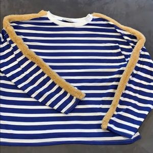 Zara blue and white striped top
